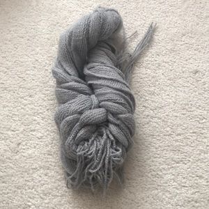 Grey Yarn Scarf with Fringe